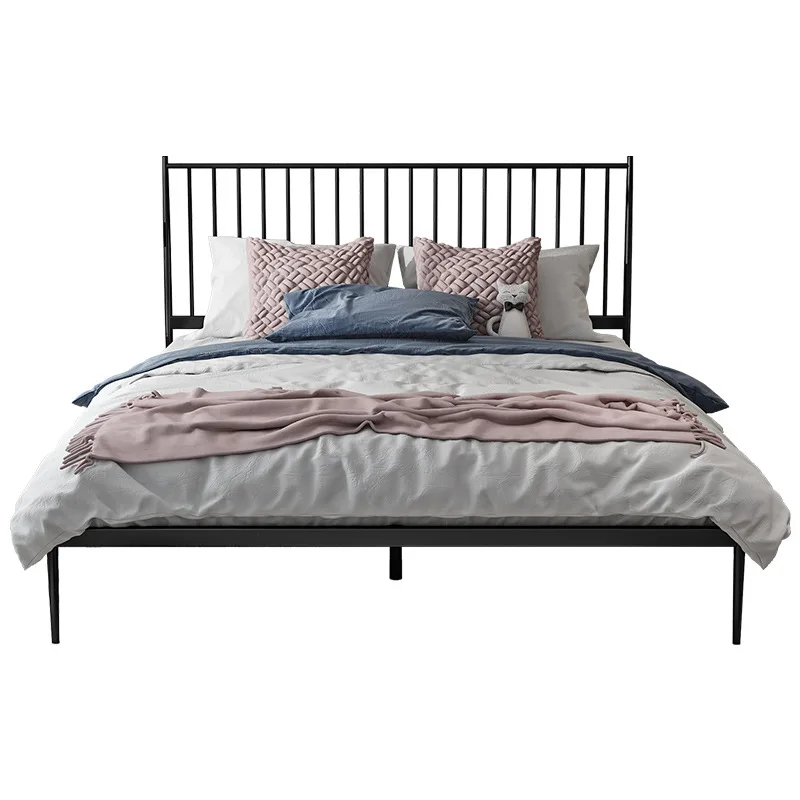 

Home Light Luxury and Iron Art Bed Nordic Simple Modern 1.51.8m Master Bed Ins Web Celebrity Thick Double Bed Frame
