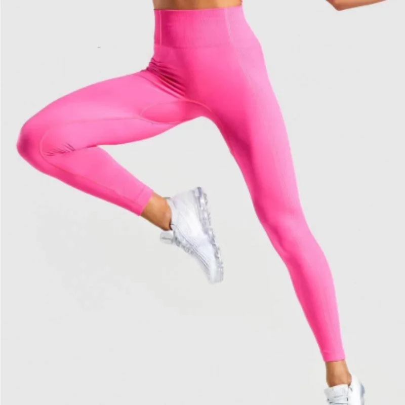 

Black Red Blue Orange Green Rose Red Sports Leggings High Elasticity Splicing Solid Color Seamless Fitness Pants For Women