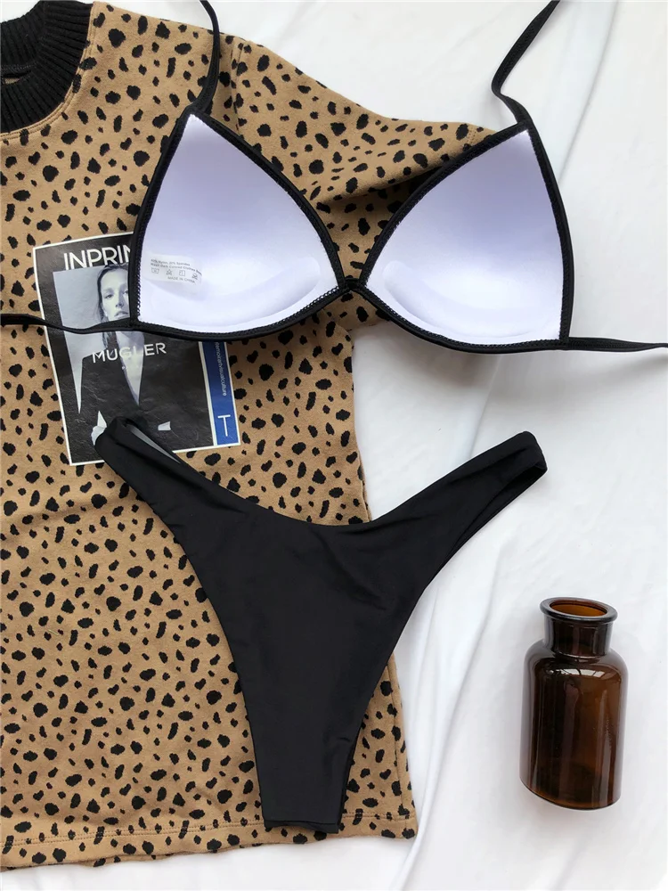 

Sexy Solid Color Bikinis Women Swimwear Bandage Push Up Bikini Set Bathing Swimsuit Bather Female Brazilian Swimming 2021 Biqui
