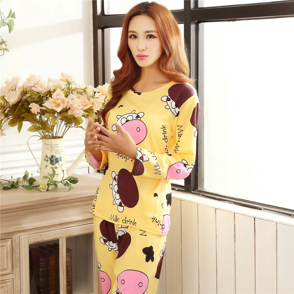

Wholesale Pajamas Sets Spring Autumn 22 Style Thin Carton Generation Women Long Sleepwear Suit Home Women Gift Female Sleepwear