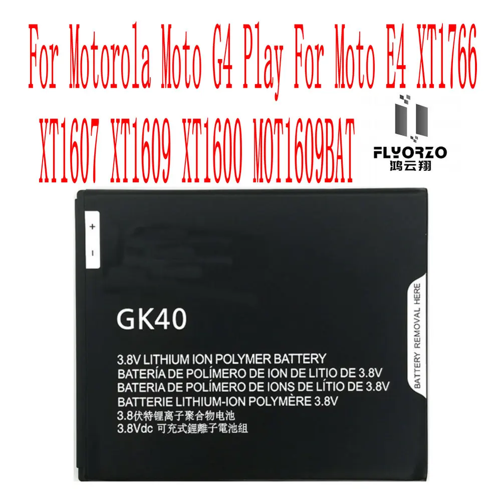 

Brand New 2800mAh GK40 Battery For Motorola Moto G4 Play For Moto E4 XT1766 XT1607 XT1609 XT1600 MOT1609BAT Cell Phone