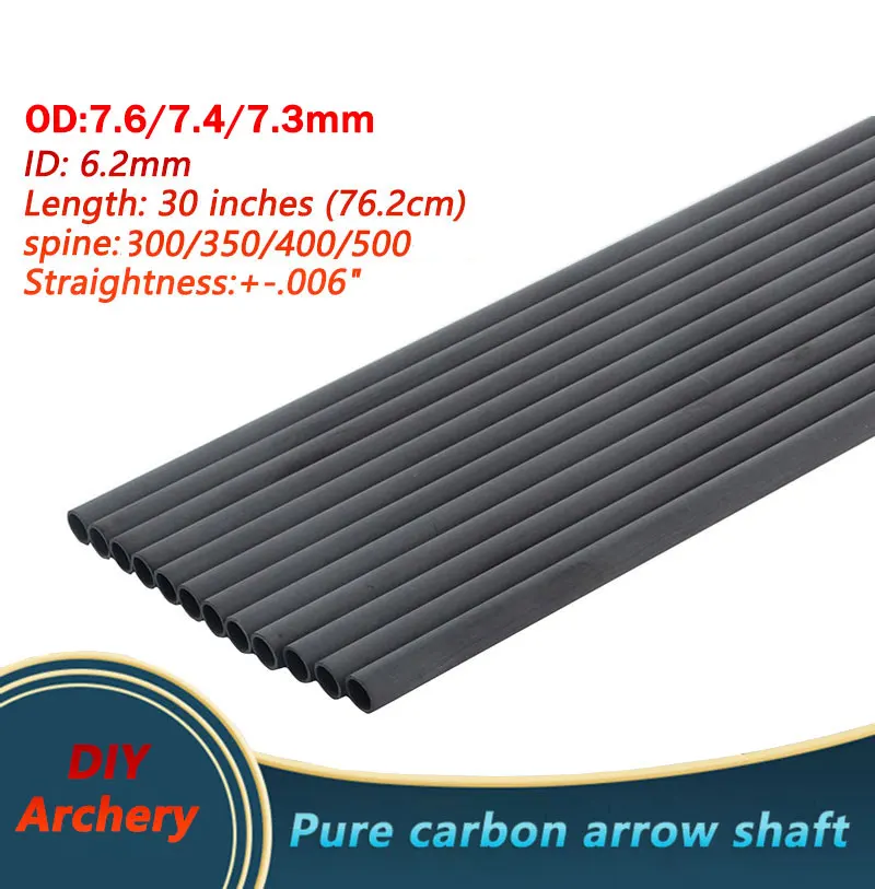 

12 шт 30 дюймов чистый углерод стрелы валы позвоночника 300/350/400/500 углеродное волокно стрела вал DIY лук и стрела арбалет для охоты