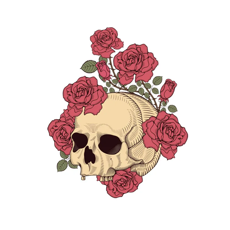 

Interesting Skull Roses Car Stickers Motorcycle Bumper Anti-UV Car Accessories Cover Scratches Waterproof Pvc 16cm X 13cm
