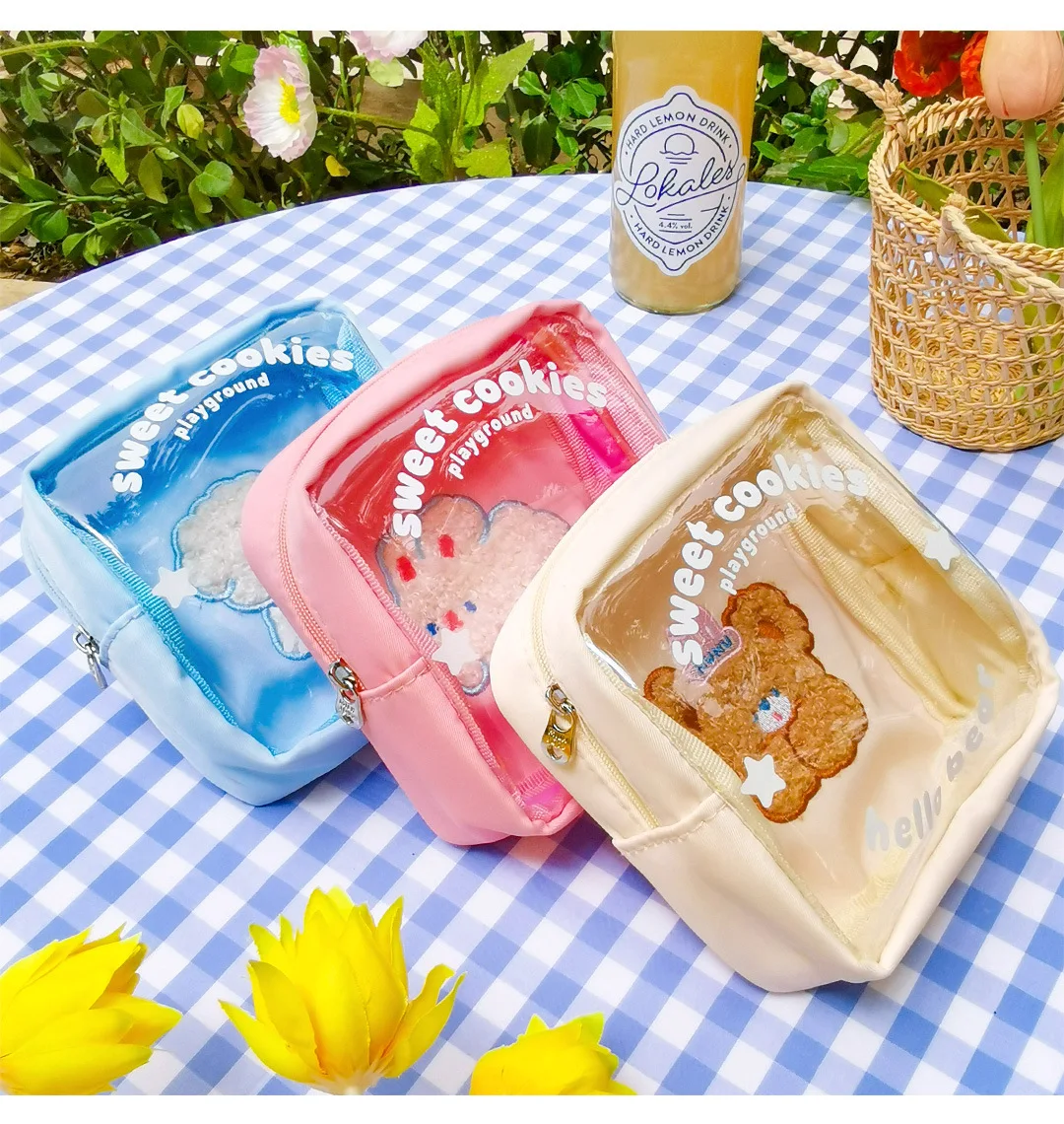 

New Bentoy Bear Rabbit Dog Cosmetic Case Cute Girls Waterproof PVC Makeup Bag Women Travel Wash Kits Home Storage Bag Pouch