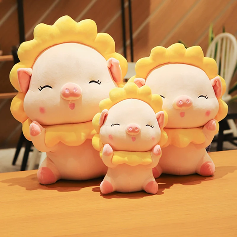 

30/40/50cm Lovely Pink Sunflower Pig Plush Toy Doll Stuffed Animal Piggy Soft Plush Pillow Kids Baby Comforting Gift for Girls