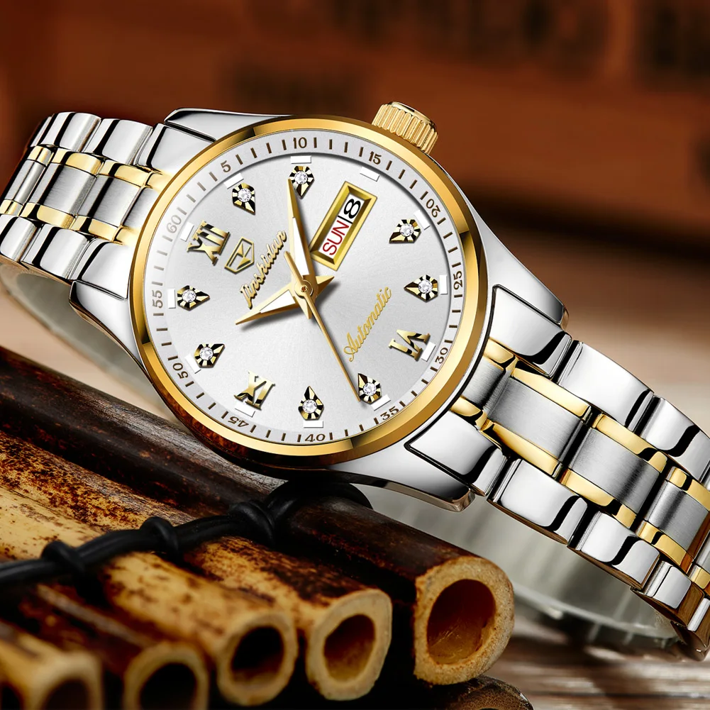 

JSDUN 2021 New Luxury Automatic Mechanical Ladies Watch Waterproof Stainless Steel Elegant Bracelet Watch Ladies Sapphire Clock