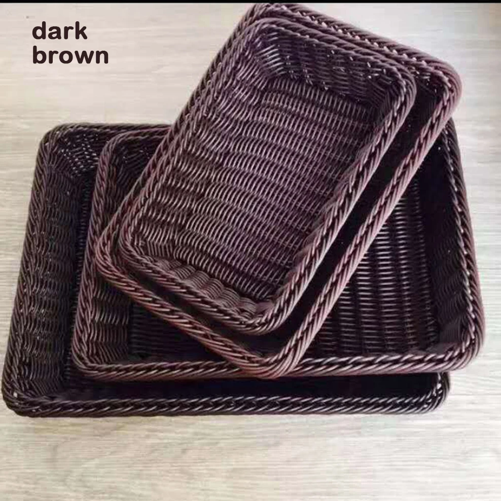 Simulation Rattan Bread Basket Dried Fruit Storage Supermarket Display Snack Plate Home Plastic | Дом и сад