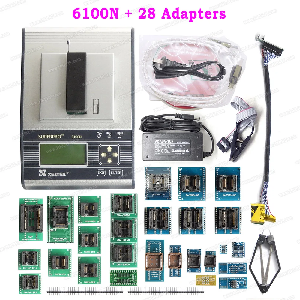 SuperPro 6100N XELTEK универсальный программатор+ 28 адаптеров с IC чип экстрактор