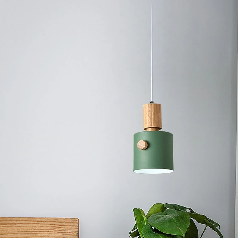 Home Loft Simple Decor Macaron Dining Room Pendant Lamp Ceiling Nordic Kitchen Hanging Lights LED Modern Wood Lighting Fixtures | Лампы и