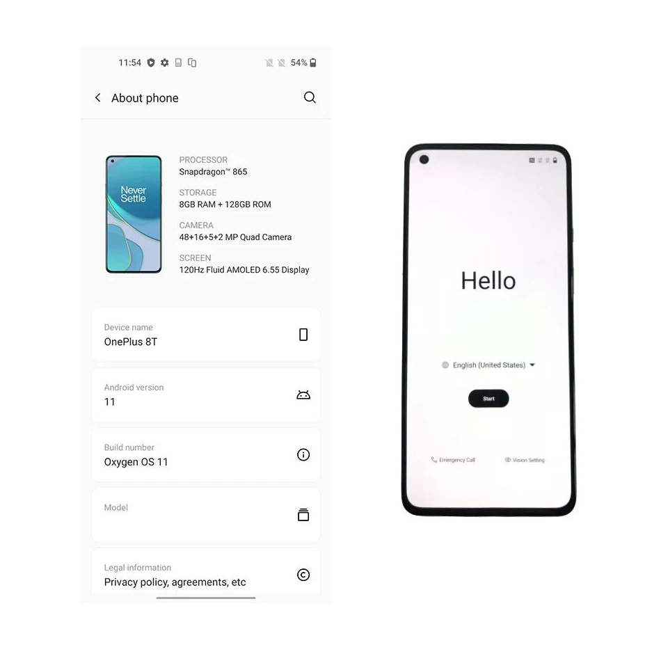 Британскую версию Oneplus 8 T 5G смартфон 120 Гц жидкости активно-матричные осид Дисплей