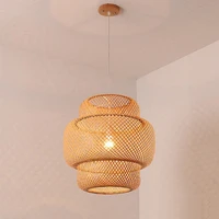 chinese style hand woven bamboo led chandelier modern art design indoor lighting restaurant bedroom decorative ceiling lamp