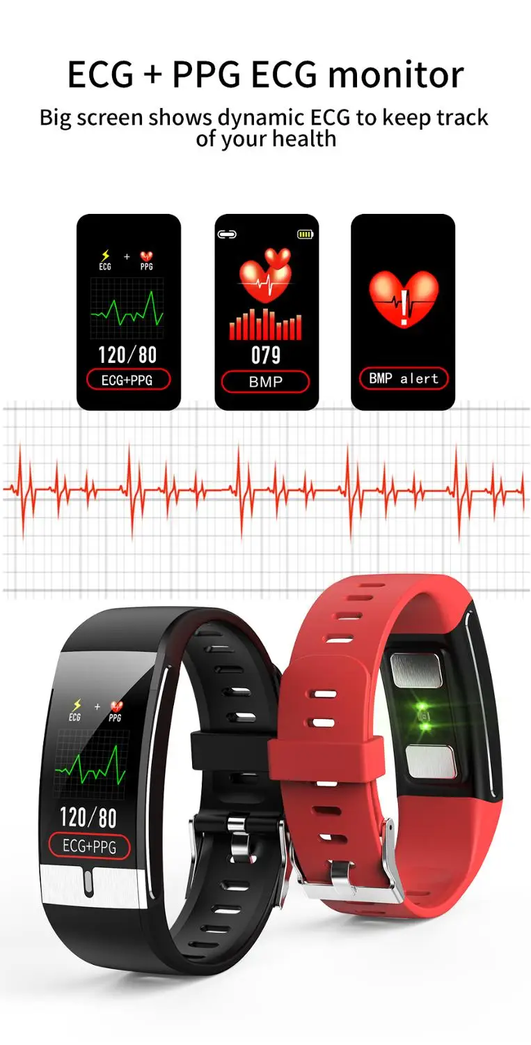 

E66 Smart Watch ECG PPG Wristband Temperature Measurement Heart Rate Blood Pressure Oxygen Health Fitness Bracelet Smart Band