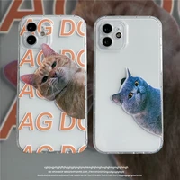 cat pattern transparent soft shell phone case for iphone 12 mini 11 pro max x xs xr 7 8 plus se2020 anti fall protective cover