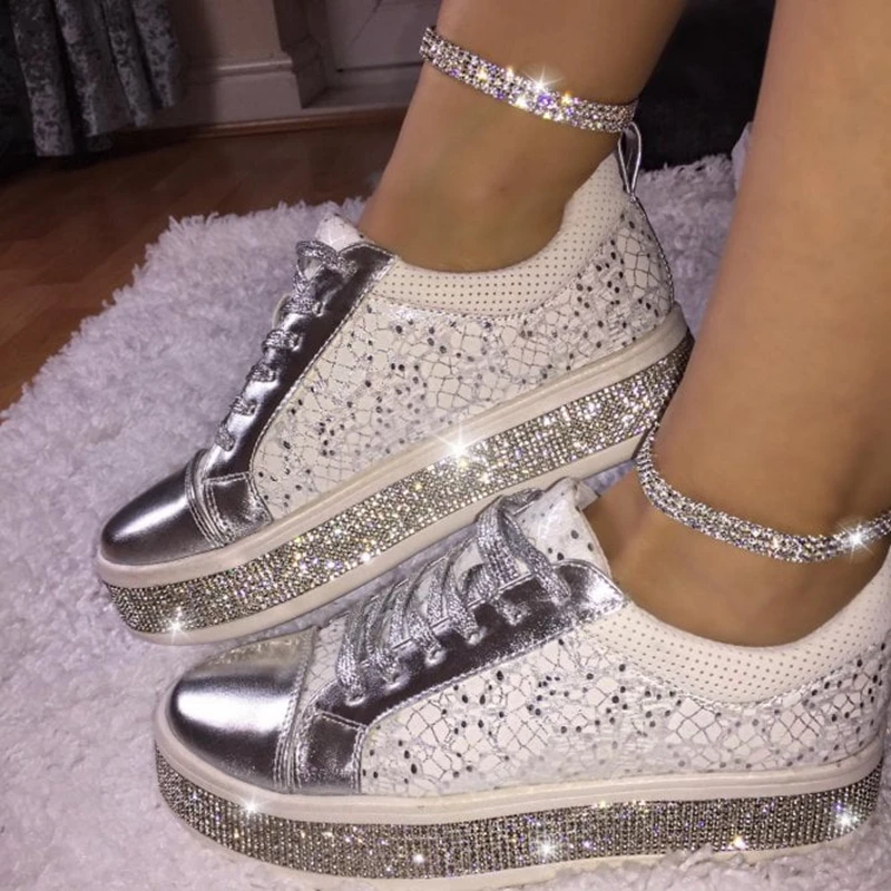 Женская обувь на плоской подошве со стразами сезон осень модная женская