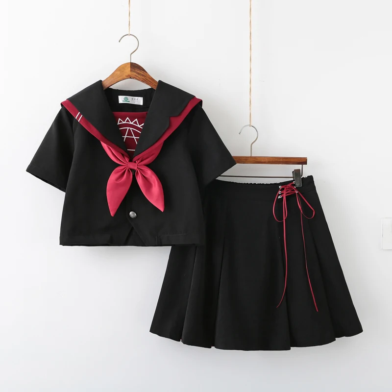 Черная Униформа jk костюм моряка женская школьная форма мягкая в стиле панк