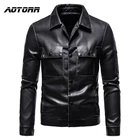 Мужская байкерская куртка из искусственной кожи, черная Повседневная мотоциклетная ветровка из искусственной кожи на молнии, верхняя одежда, осень-зима 2022