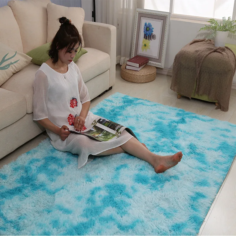 

Luxury Hairy Carpets Color Gradient Sheepskin Plain Fur Skin Fluffy Bedroom Faux Mats Pure Color Washable Artificial Square Rugs