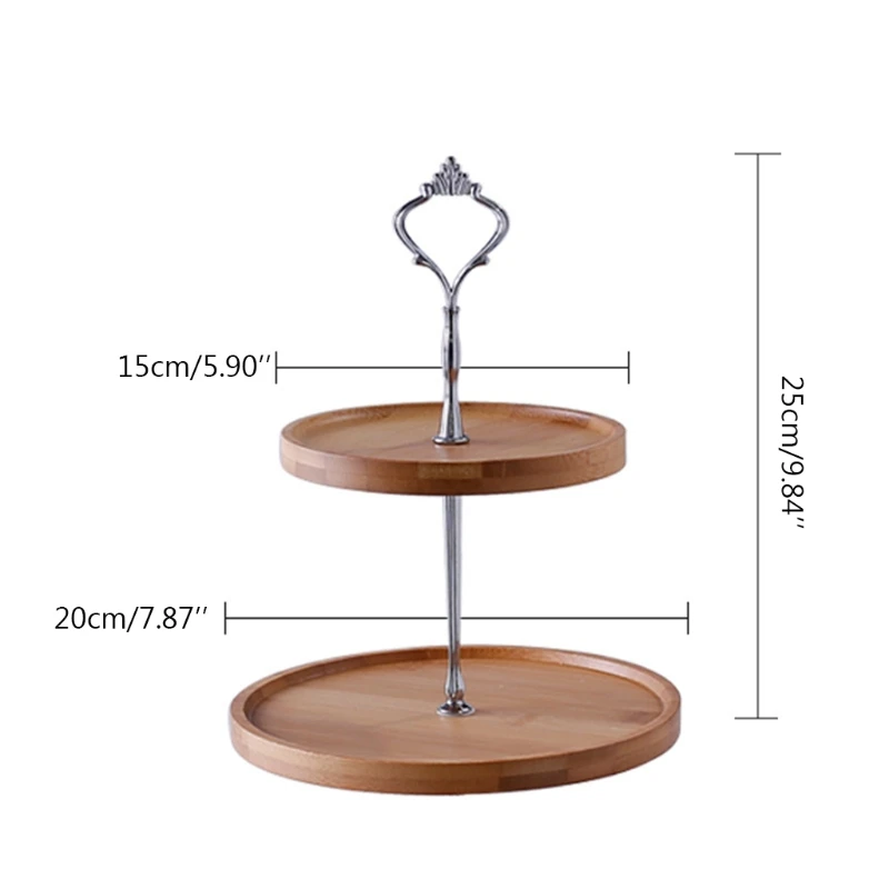 Двухуровневая бамбуковая подставка для кексов десертная тарелка контейнер