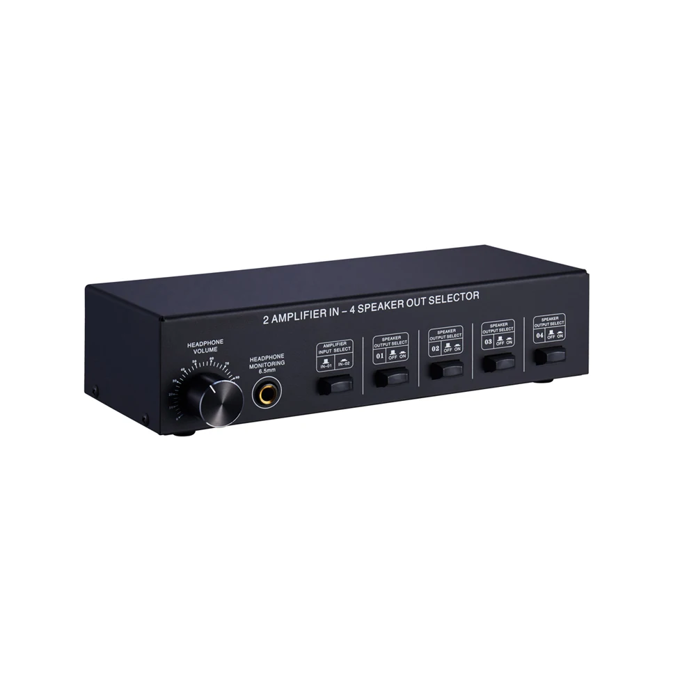 

2-IN-4-OUT Amplifier / Speaker Splitter Stereo Audio Switcher Box Selector + Amp