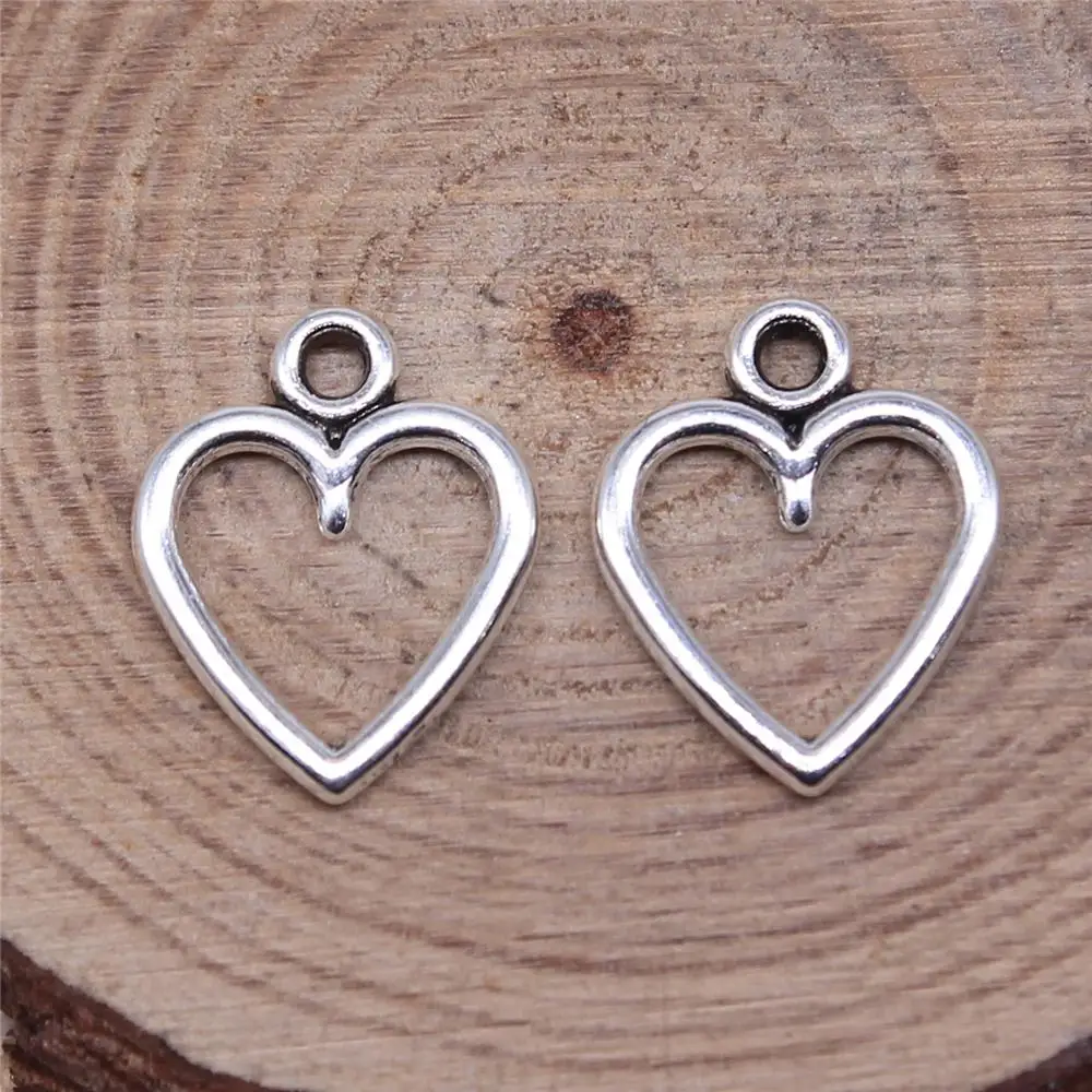 

Earring Charms For Jewelry Making 80pcs Hollow Heart Charms 14x12mm Antique Silver Plated