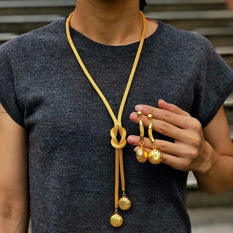 

Dubai Gold Jewelry Sets For Women Big Necklace African Beads Jewelry Set Women Italian Bridal Jewelry Sets Wedding Accessories
