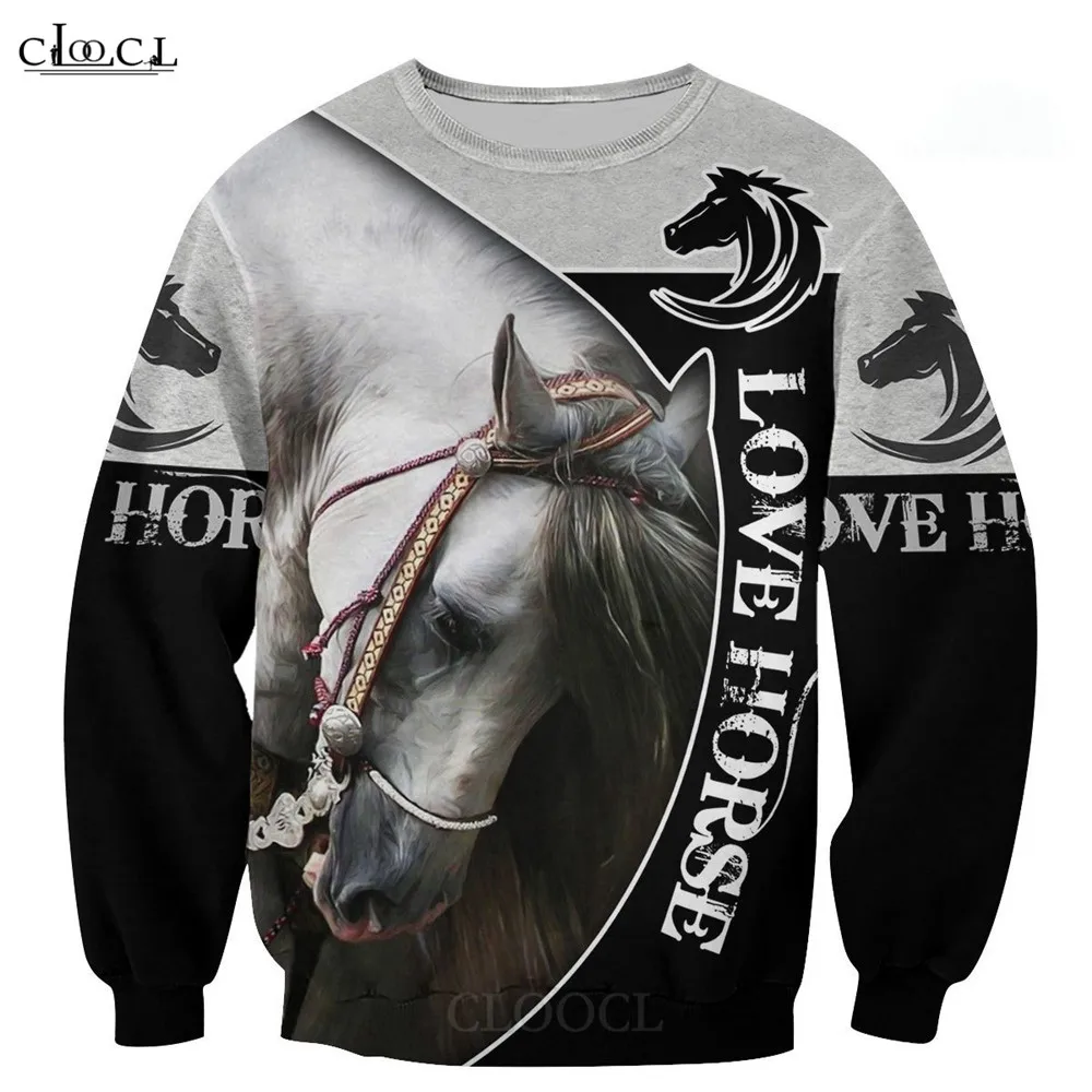 

CLOOCL Love Horse Series Men Sweatshirts Popular Animal 3D Printed Clothing Men Casual Streetwear Unisex Harajuku Pullovers