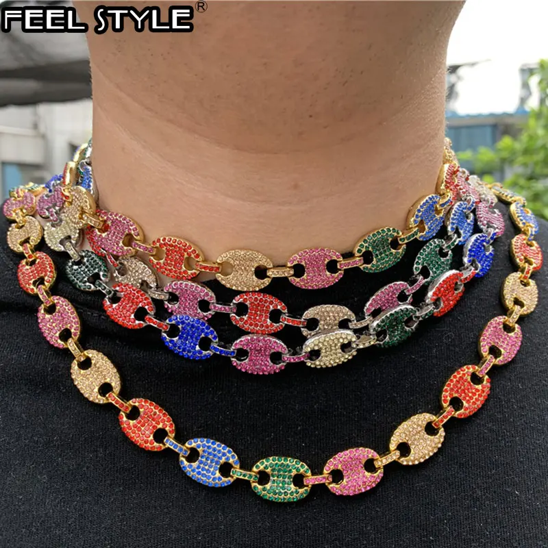 Ожерелье стразы из сплава с фианитом 13 мм украшение в стиле хип хоп изображением