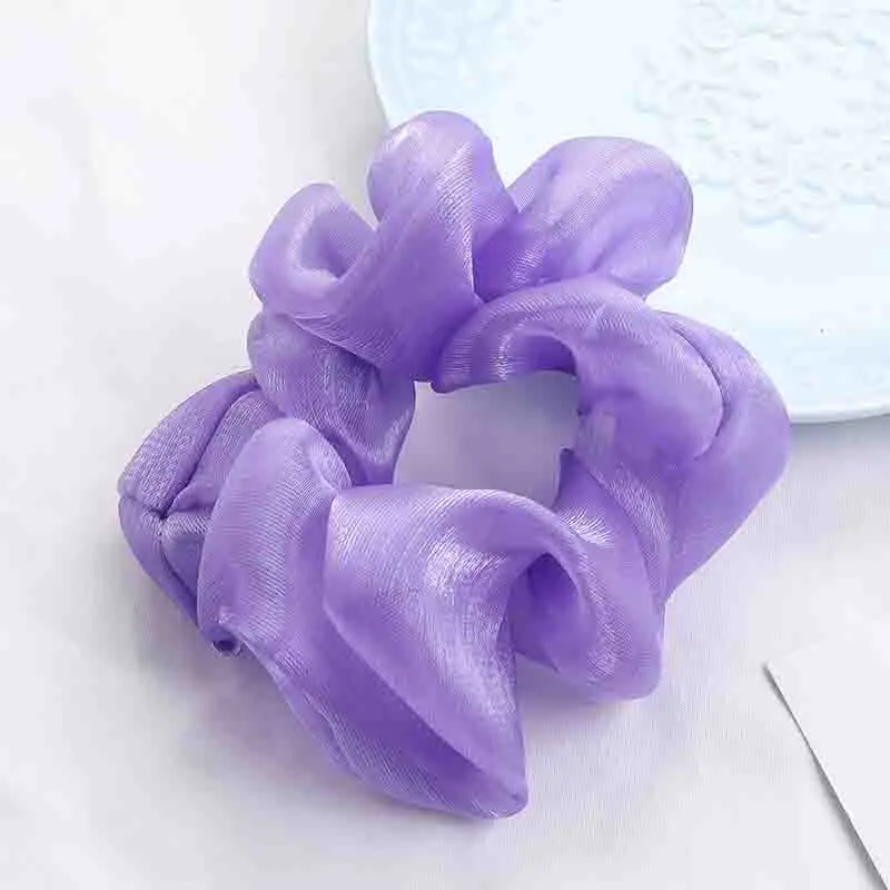 

Glitter Lady Hair Scrunchies Ring Elastic Hair Bands Pure Color Bobble Sports Dance Organza Soft Charming Scrunchie Hairband