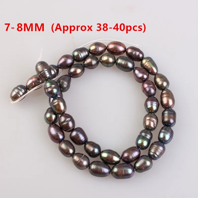 Peacock Grey 7-8mm Бусины Из Натурального пресноводного жемчуга, бусины для самостоятельного изготовления браслетов, ожерелья, сережек, ювелирных изделий, 14 дюймов, HK132 - Color: Peacock Grey 7-8mm