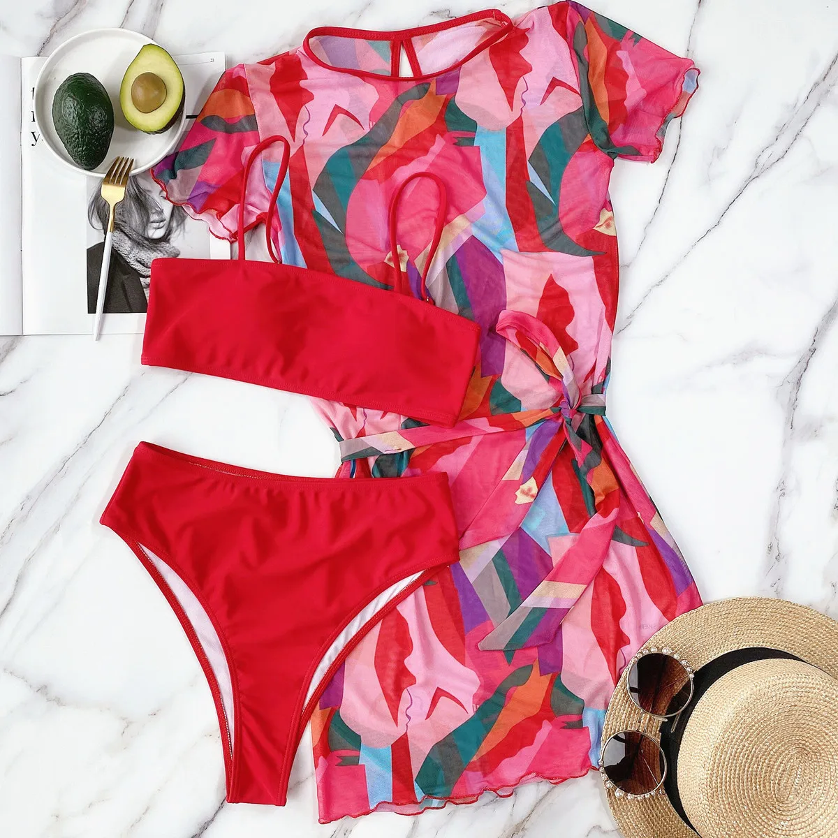 

3-piece Set 2021 Sexy Women's Swimsuit Wear Cruise Swimsuit Brazilian Bikini Swimsuit Swimming Swimsuit Thickening Suit Push-u