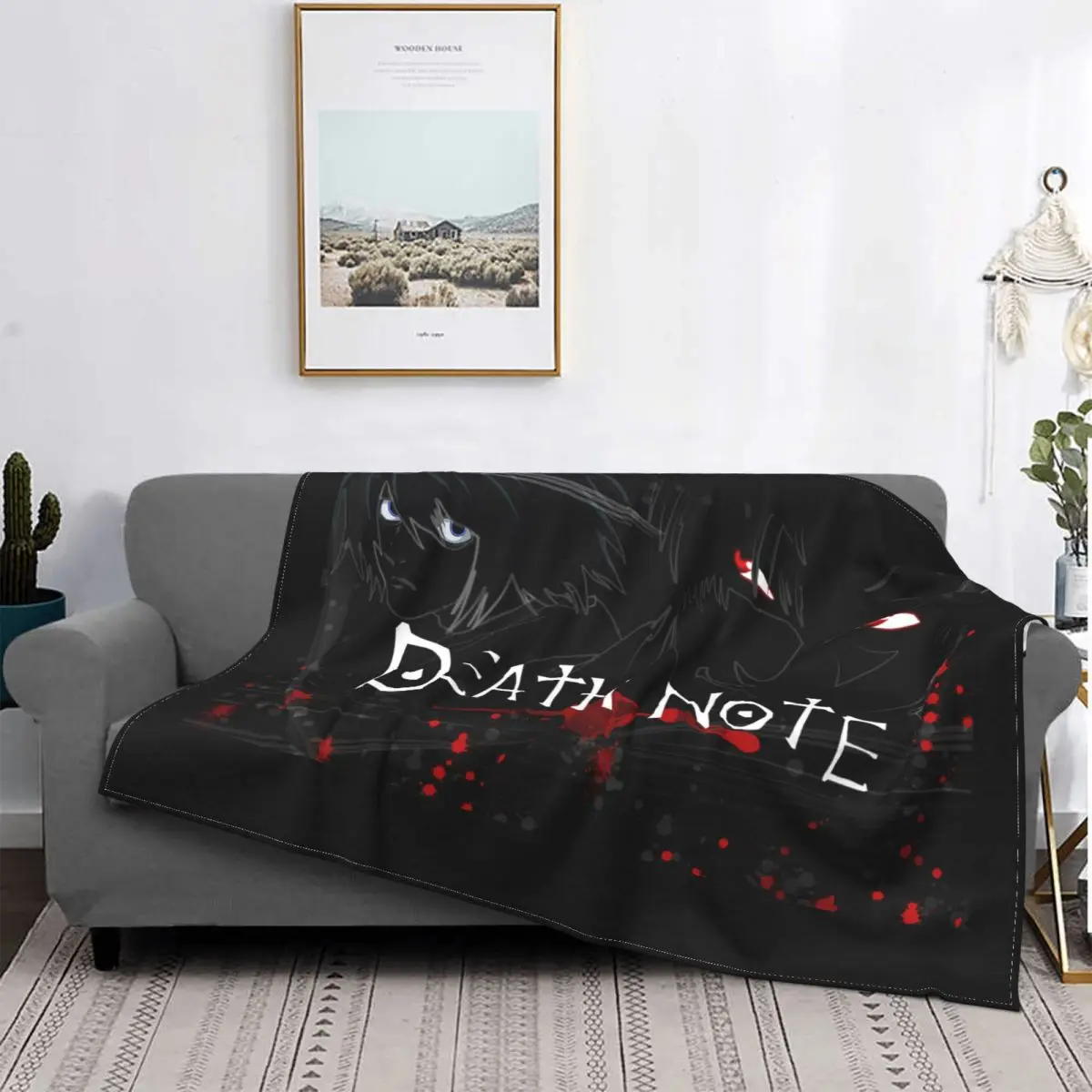 

Death Note Flannel Blanket Shinigami Anime Creative Throw Blanket for Home Hotel Sofa 125*100cm Plush Thin Quilt
