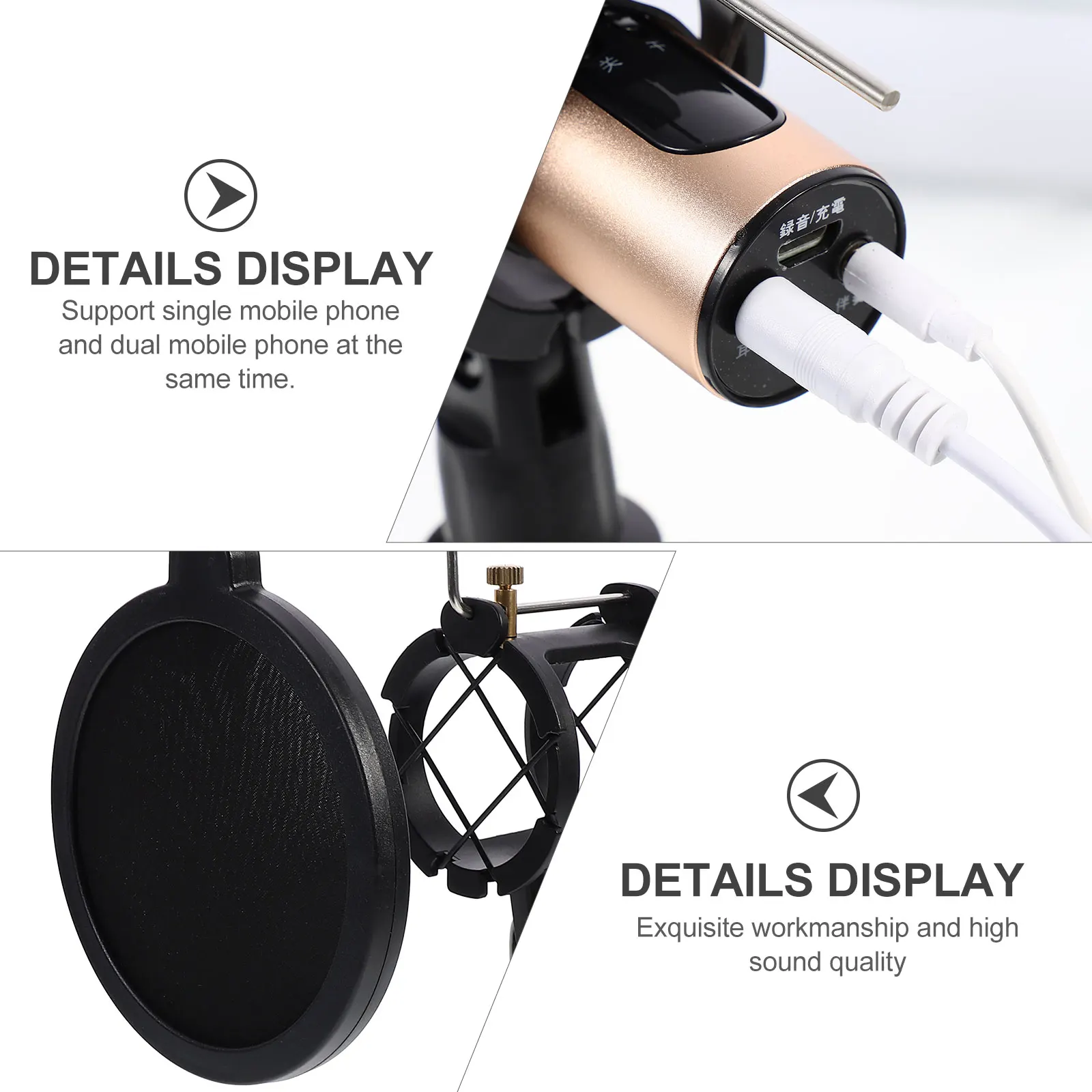 

1 Set Microphones Kit Karaoke Equipment Webcast Equipment Condenser Microphone