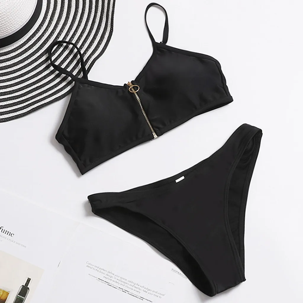 Сексуальное Кружевное бикини на молнии со средней талией и пуговицами комплект