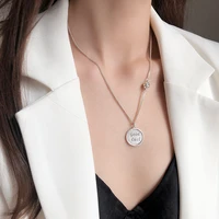 new arrival 30 silver plated simple good luck tag smile face ladies short figaro chain necklace jewelry hot sell cheap