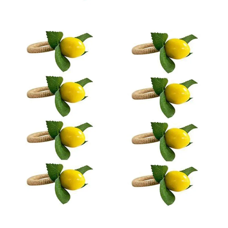 

8Pcs Simulation Lemon Plant Napkin Ring Fruit Meal Buckle Hotel Model Room Napkin Ring