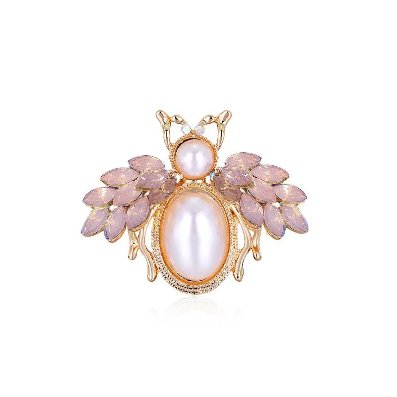

New Bee Pearl Brooches for Women Insect Rhinestone Crystal Corsage Suit Coat Lapel Pins Badge Luxulry Jewelry Accessories