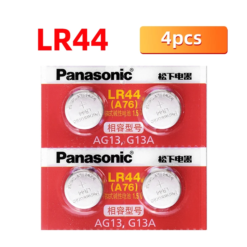 4 шт./лот PANASONIC оригинальные LR44 A76 1 5 V щелочные батареи AG13 SR1154 357 Кнопочная батарея 0%
