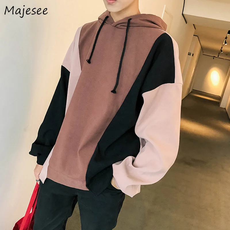 Толстовки с капюшоном мужские плюс бархат досуг буквенным принтом s пэчворк