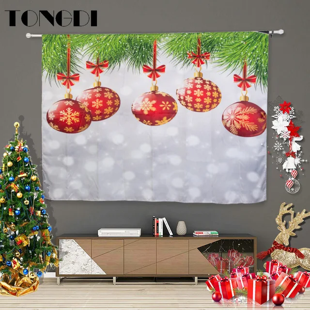 Затемненная занавеска TONGDI с цифровой печатью Рождественское украшение для дома