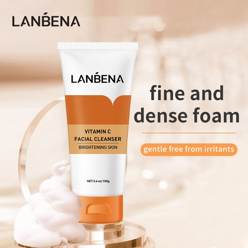 LANBENA Vitamin C Facial Cleanser Collagen Face Wash Whitening Moisturizing Remover Melanin Makeup Foam Deep Cleansing Face Care