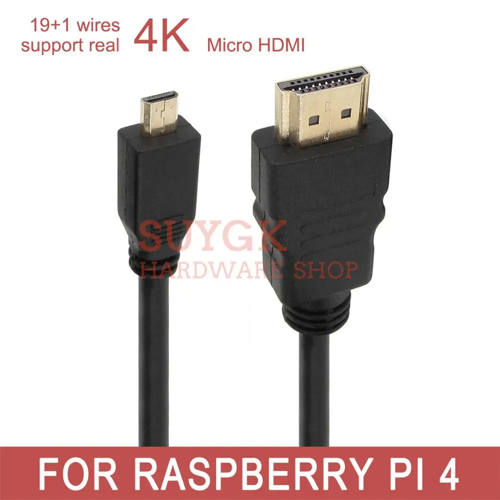 4K 19 + 1 провод Raspberry PI 4 Модель B 19pin Micro HDMI кабель 3D 1080P для телефона планшета HDTV PS3 XBOX