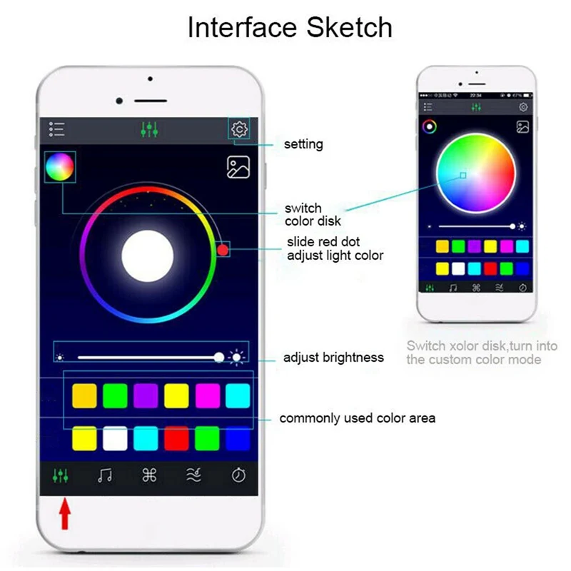 

12V LED Light Colorful Voice Control Atmosphere Light Foot Sole Light Car Interior LED Strip Lights RGB Multicolour Control APP