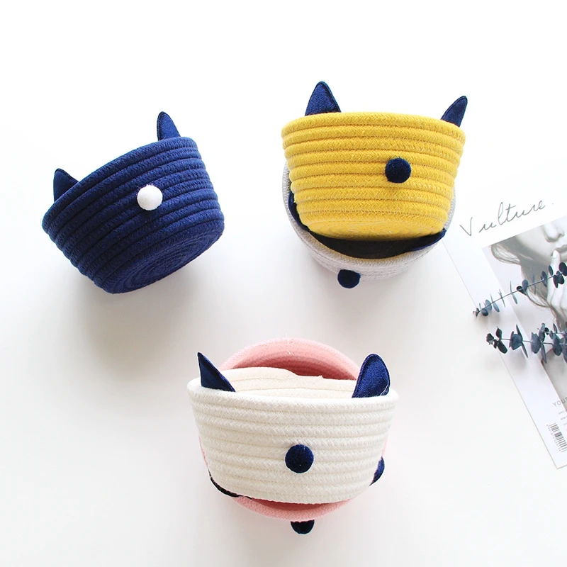 Многофункциональная хлопковая веревка вязанная корзина для хранения ушей