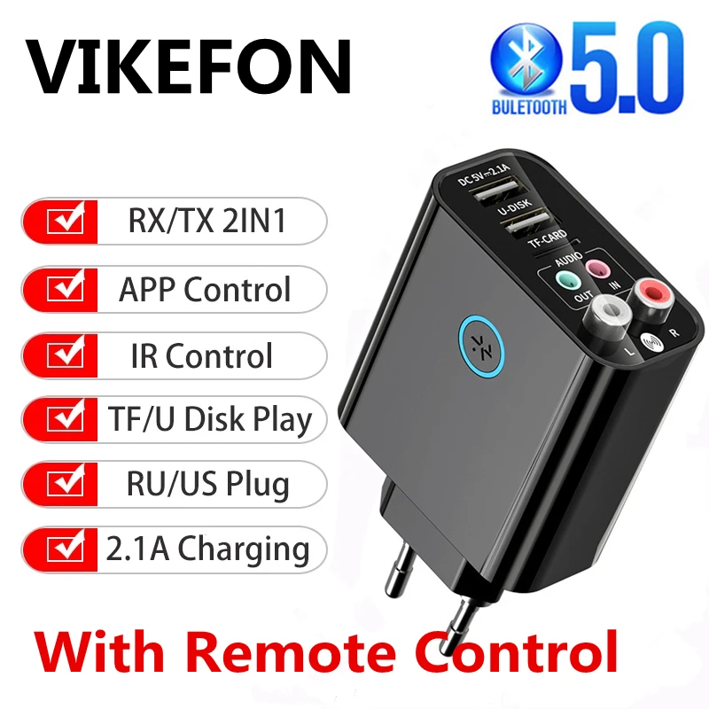

Bluetooth 5.0 Audio Receiver Transmitter Stereo Wireless Adapter TF/U Disk Play Quick USB Charge For Headphone TV IR APP Control