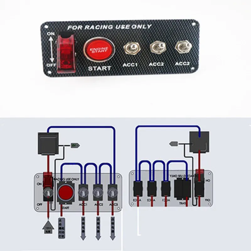 Светодиодная панель зажигания 12 В углеродное волокно светодиодный ная кнопка