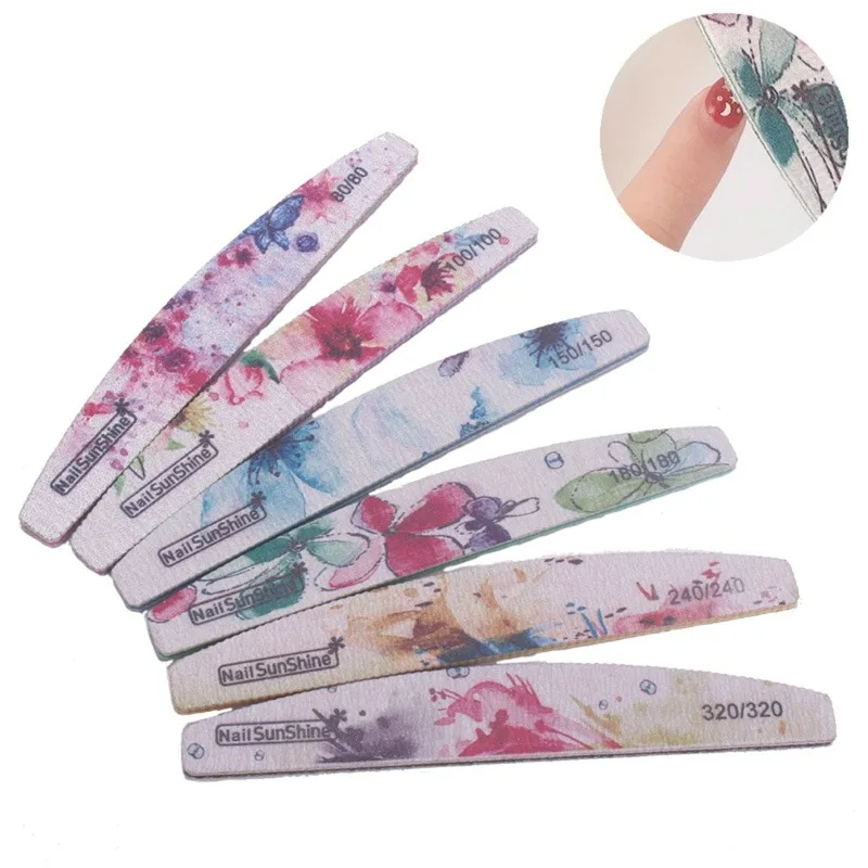 3/5pcs Nail File Nail Art Flower Printed Nail Buffer Colorful Lime Aongle Professional Manicure Tool Sand Bar Manicure Procedure