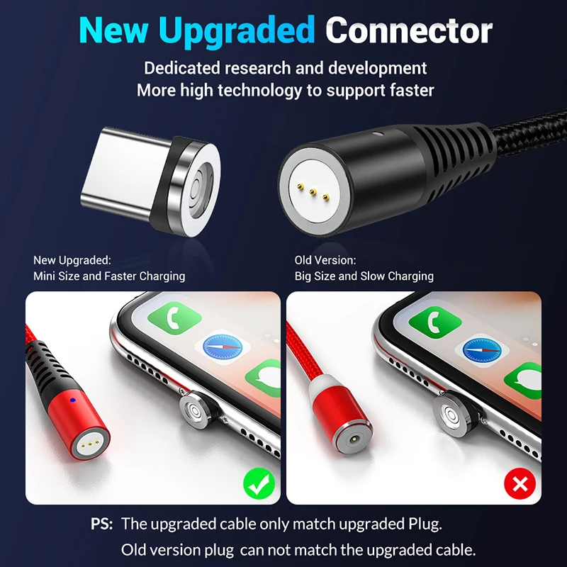 Магнитный кабель Micro USB Type C TOPK для iPhone освещения 1 м 3 А провод быстрой зарядки
