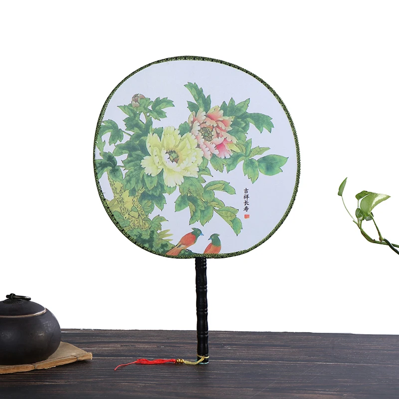 Китайский винтажный круглый веер с принтом подарок для свадьбы вечеринки танца в