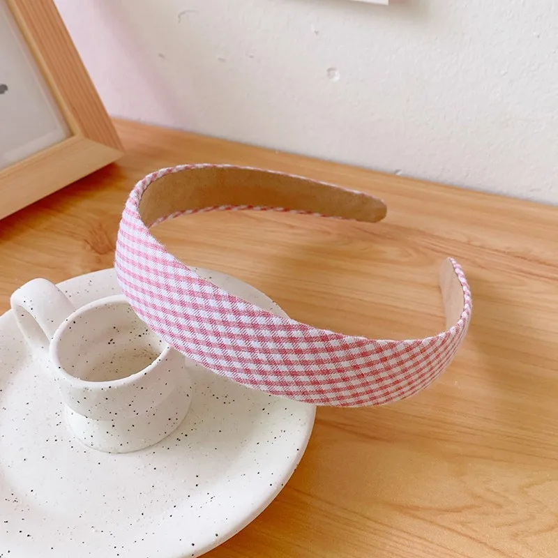 Модные милые клетчатые цветные атласные головные ободки повязки для девочек