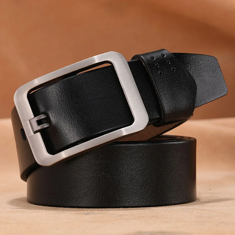 

Minimalism Men Belt Genuine Leather Male High Quality Simple Design AlloyMetal Pin Buckle for Jeans Business Belt Waistband 2021